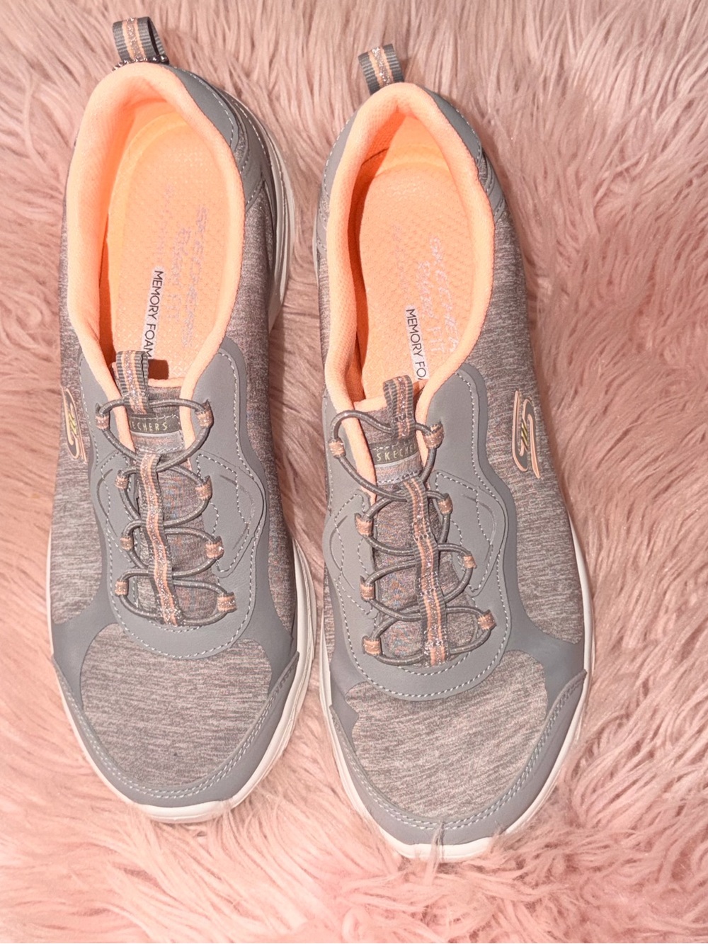 Skechers Women’s Gray Slip-On Athletic Sneakers with Peach Lining
